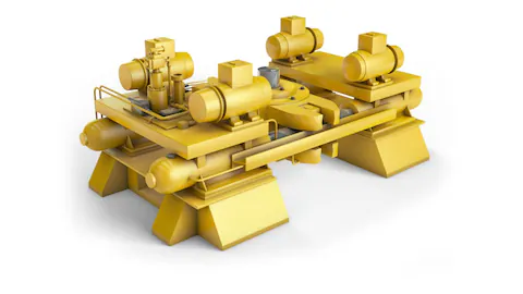 A black and yellow rendering of a marine hydraulic system.