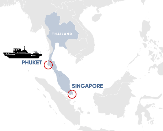 Map showing commercial vessel engineering support for Clearvac Engineering Asia