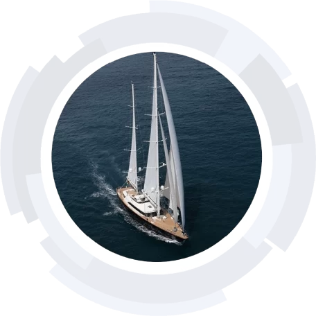 S/Y Fidellis S/Y Fidelis from above sailing a dark blue se